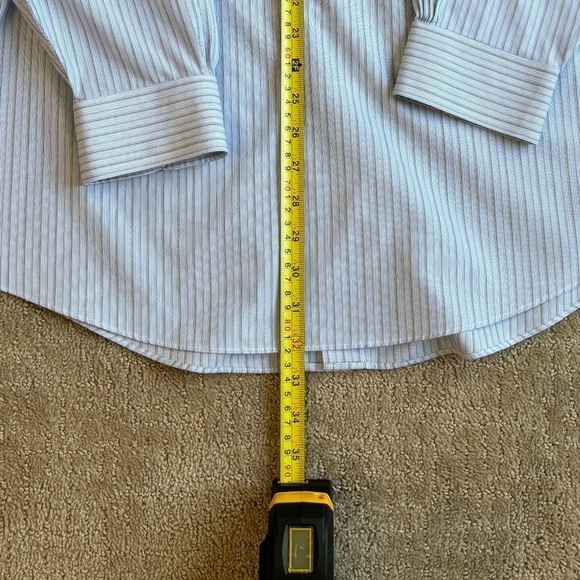 Brooks Brothers Non-Iron Dress Shirt REGENT Blue/Brown Stripe Men's Size 17-2/3 - Picture 9 of 9